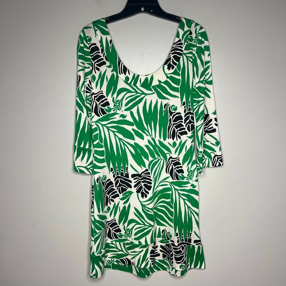 Diane Von Furstenberg 100% Silk Sheath Dress Palm Floral Print Sz 6 3/4 Sleeve - Picture 8 of 11